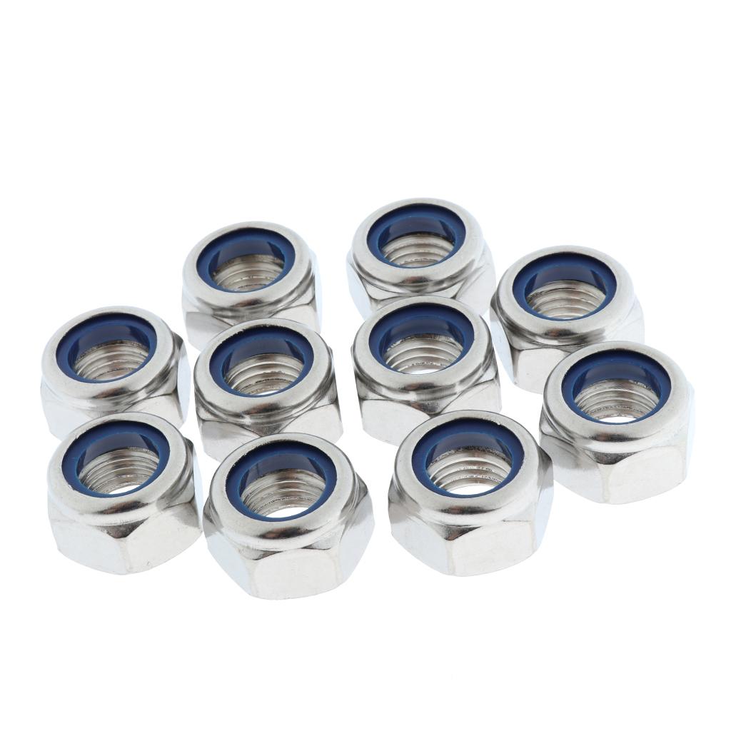 M16 Lock Nut 50 Pieces Stainless Steel Finish Hex With Nylon Insert