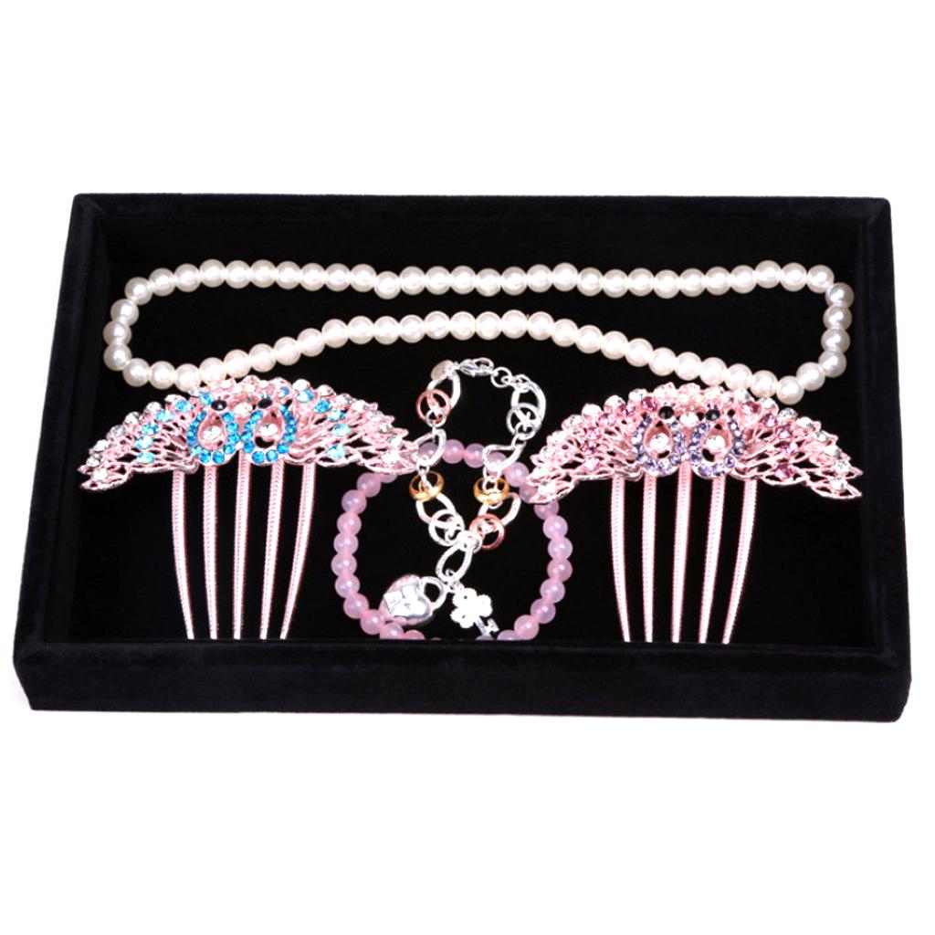 Velvet Necklace Bracelet Earring Anklet Jewelry Display Tray Case Black