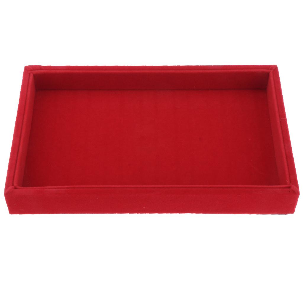 Velvet Necklace Bracelet Earring Anklet Jewelry Display Tray Case Red