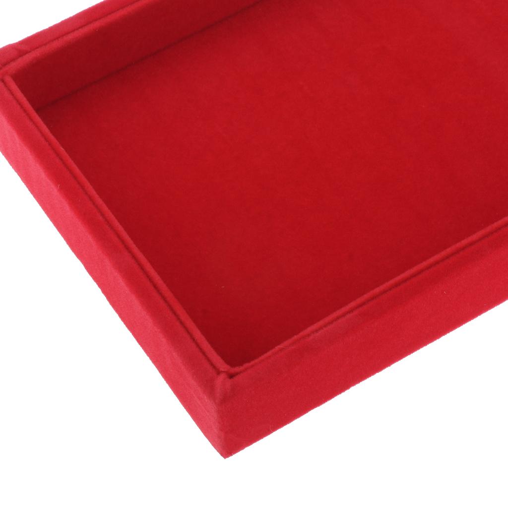 Velvet Necklace Bracelet Earring Anklet Jewelry Display Tray Case Red