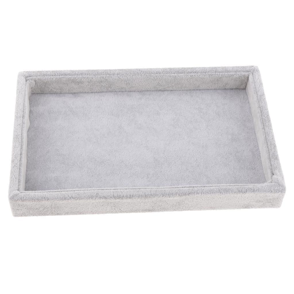 Velvet Necklace Bracelet Earring Anklet Jewelry Display Tray Case Grey