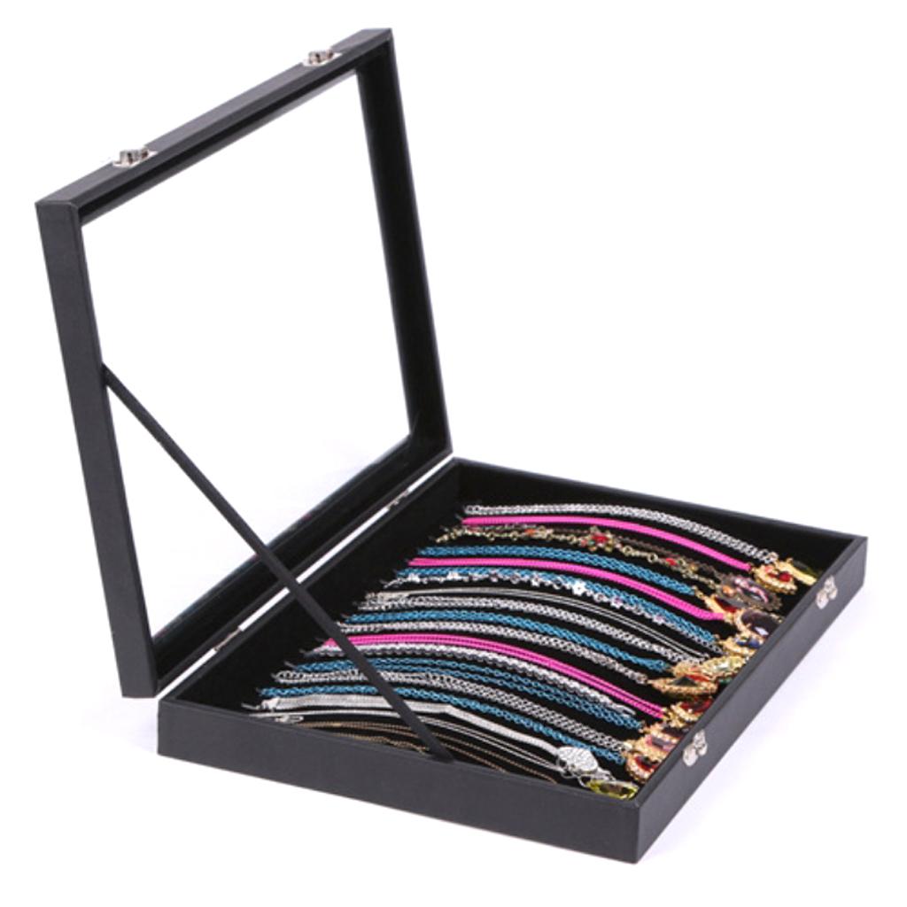 home Jewelry Display Organizer Decorative Holder Necklace Storage Box Black