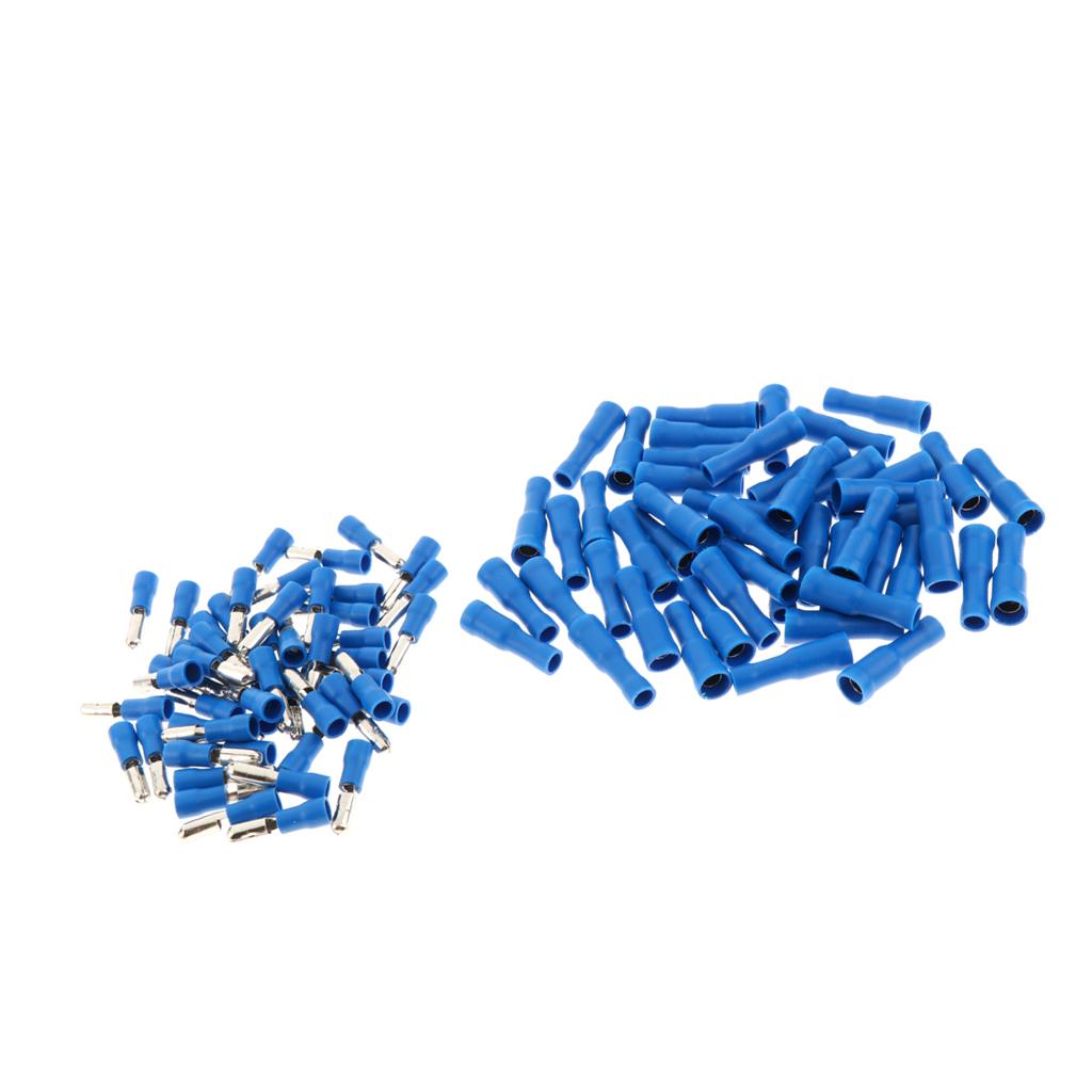 100 Pieces Insulated Wire Terminals Wire Crimp Connector Blue