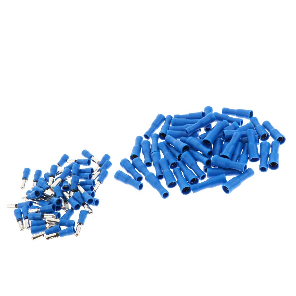 100 Pieces Insulated Wire Terminals Wire Crimp Connector Blue