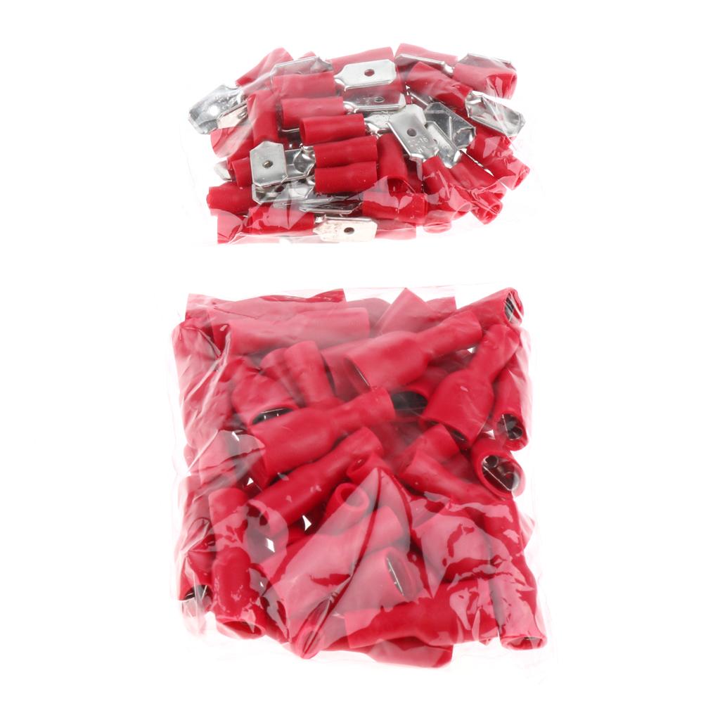 100 Pieces Insulated Wire Terminals Wire Crimp Connector Red