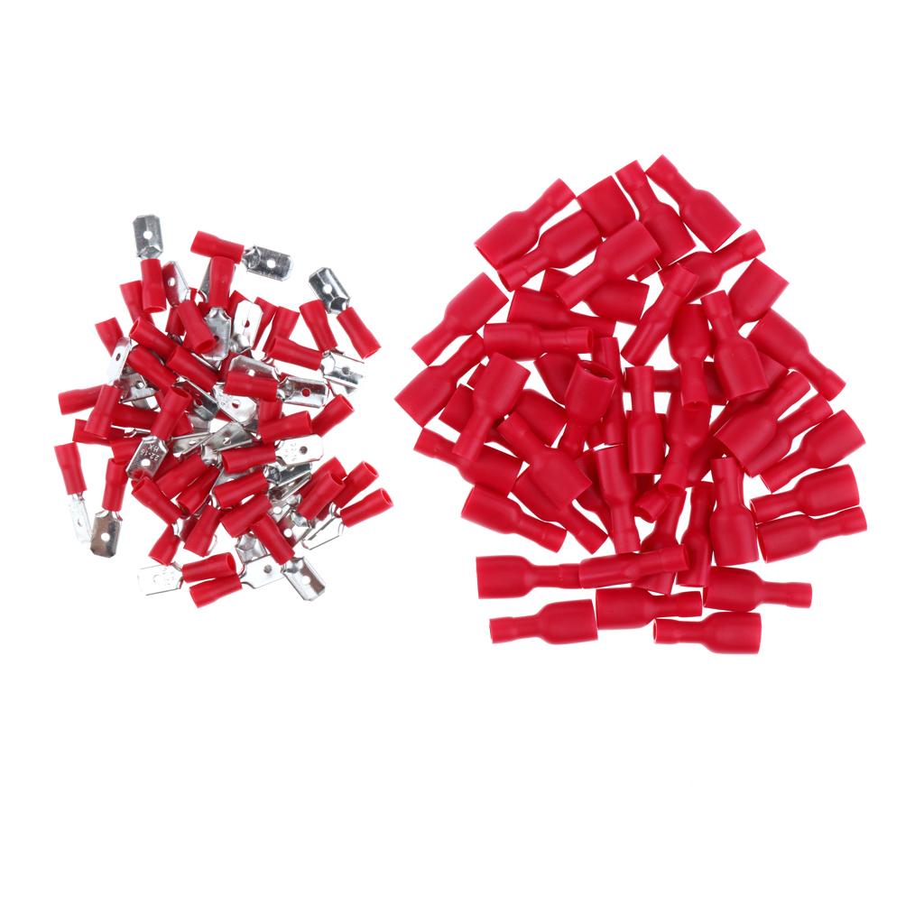 100 Pieces Insulated Wire Terminals Wire Crimp Connector Red