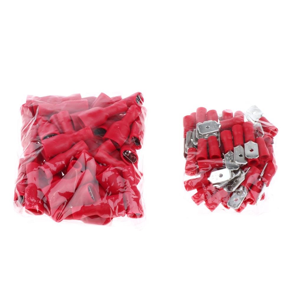 100 Pieces Insulated Wire Terminals Wire Crimp Connector Red