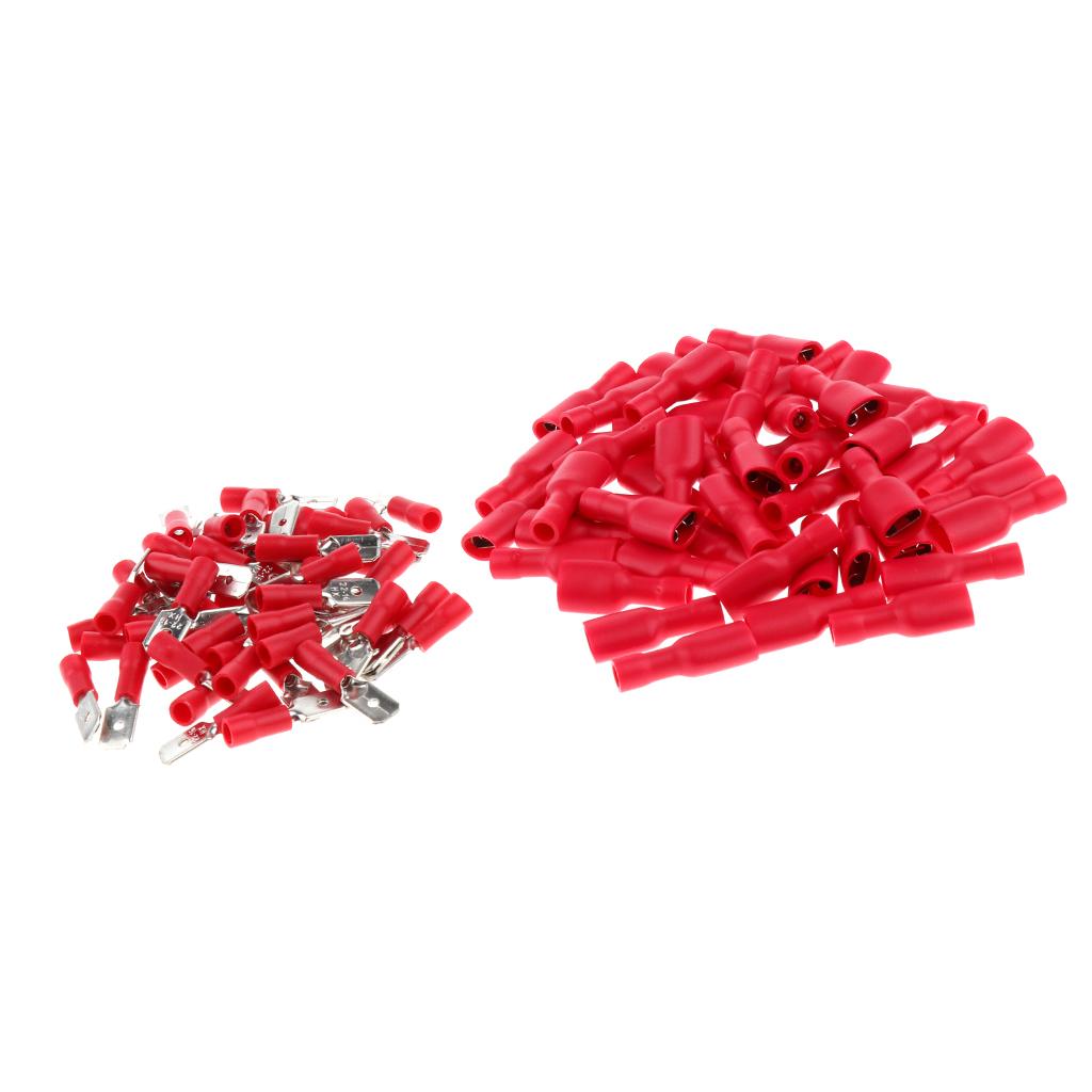 100 Pieces Insulated Wire Terminals Wire Crimp Connector Red