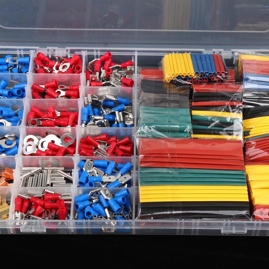 350 Pcs Crimp Terminals Butt connectors & 328 Pcs Heat Shrink Tubing Set