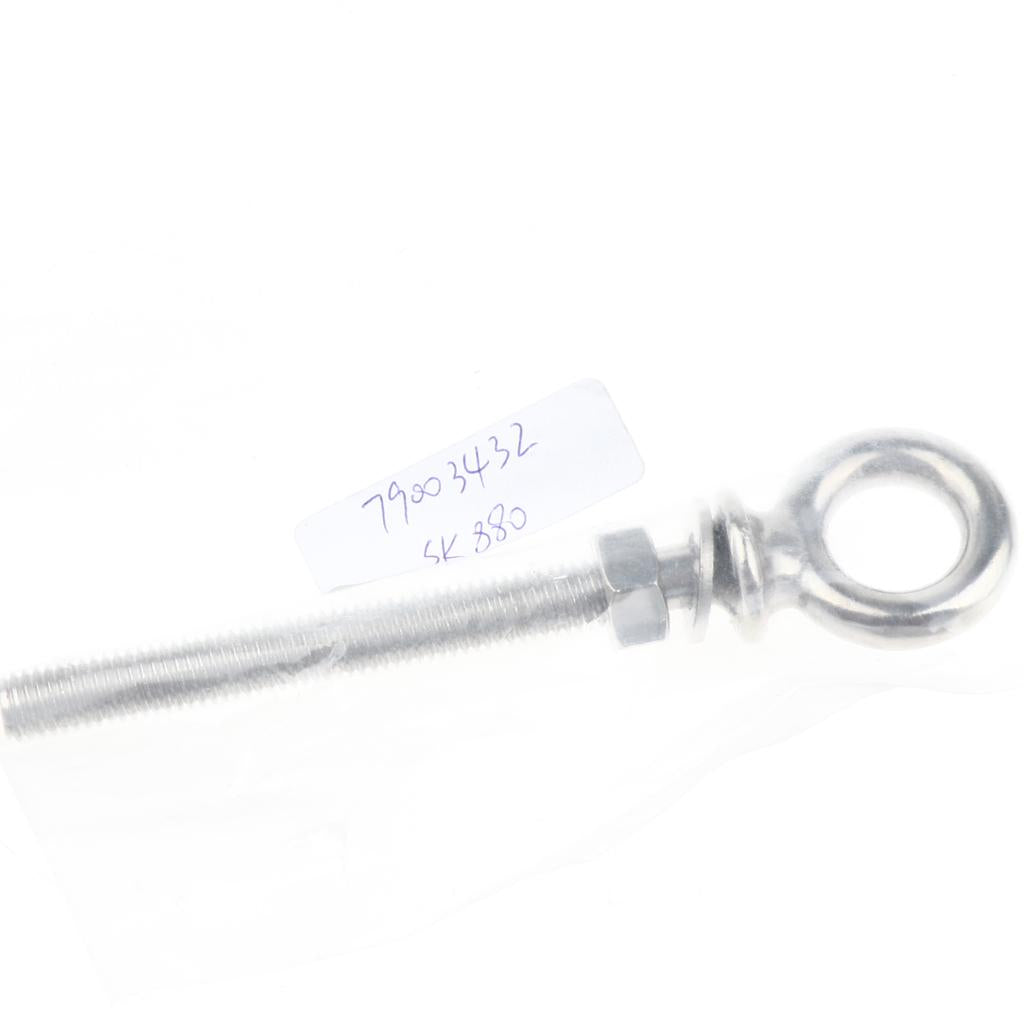 Stainless Steel Long Lifting Eye Bolt with Nut and Washer M8 80mm