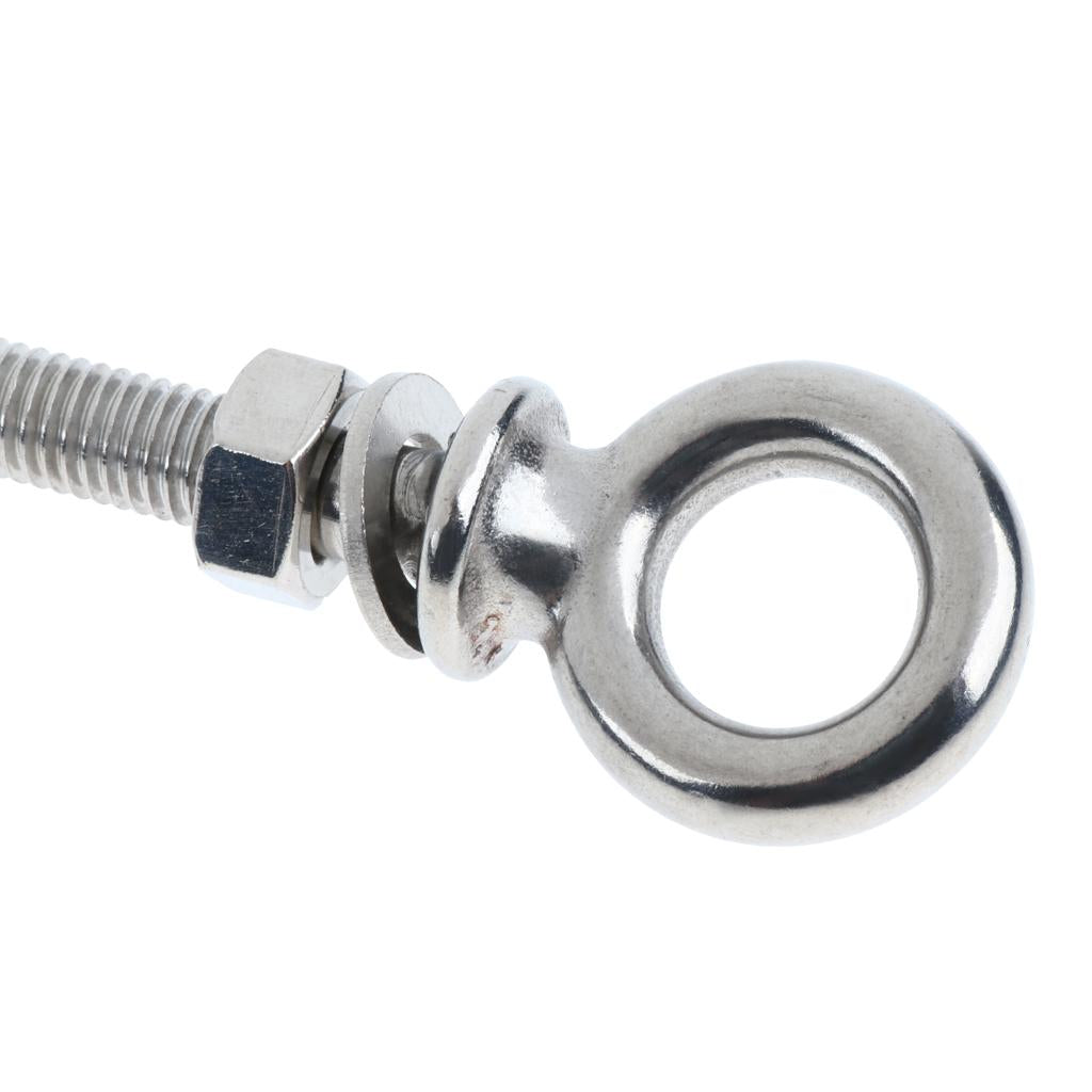 Stainless Steel Long Lifting Eye Bolt with Nut and Washer M8 80mm