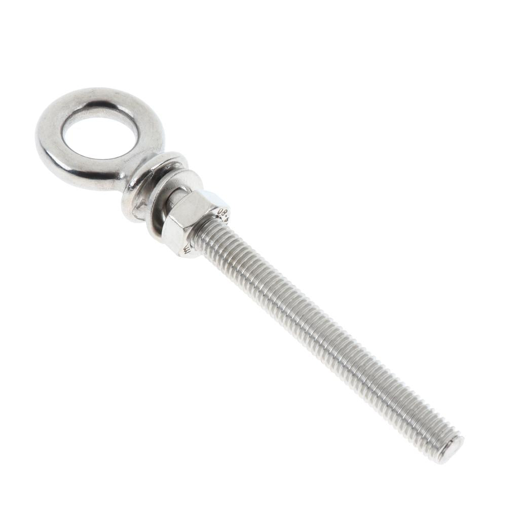 Stainless Steel Long Lifting Eye Bolt with Nut and Washer M8 80mm