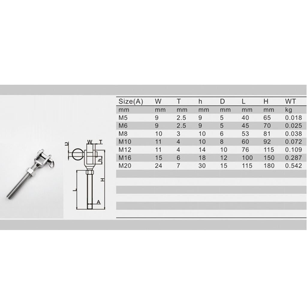 Stainless Steel Turnbuckle Bottle Screw Jaw Open Bolt Nut M10 (304)