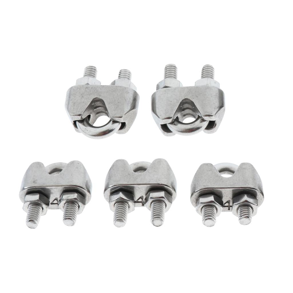 5 Pieces Stainless U-Shape Bolt Saddle Clamps Cable Clips for Wire Rope 4mm