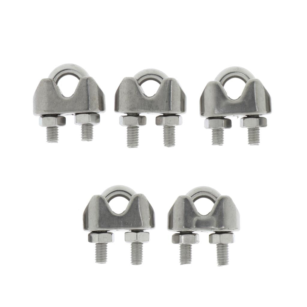 5 Pieces Stainless U-Shape Bolt Saddle Clamps Cable Clips for Wire Rope 4mm