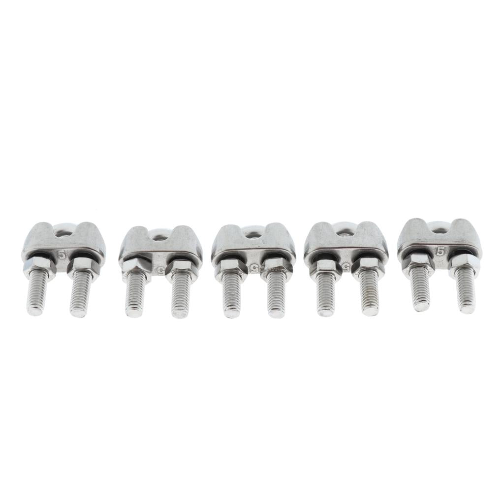 5 Pieces Stainless U-Shape Bolt Saddle Clamps Cable Clips for Wire Rope 5mm