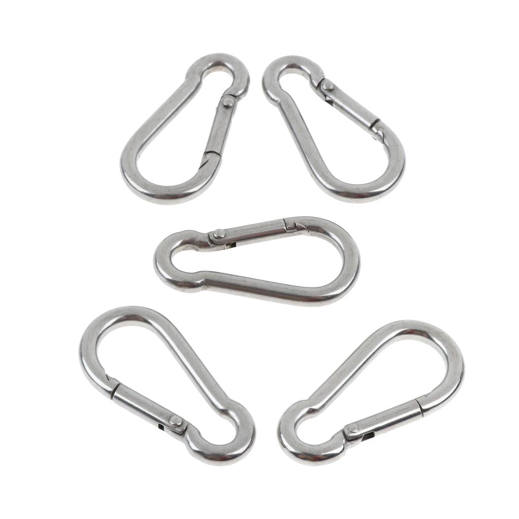 5 Pcs Stainless Steel 304 Pear-shaped HMS Carabiner Outdoor Fastener 304-4mm