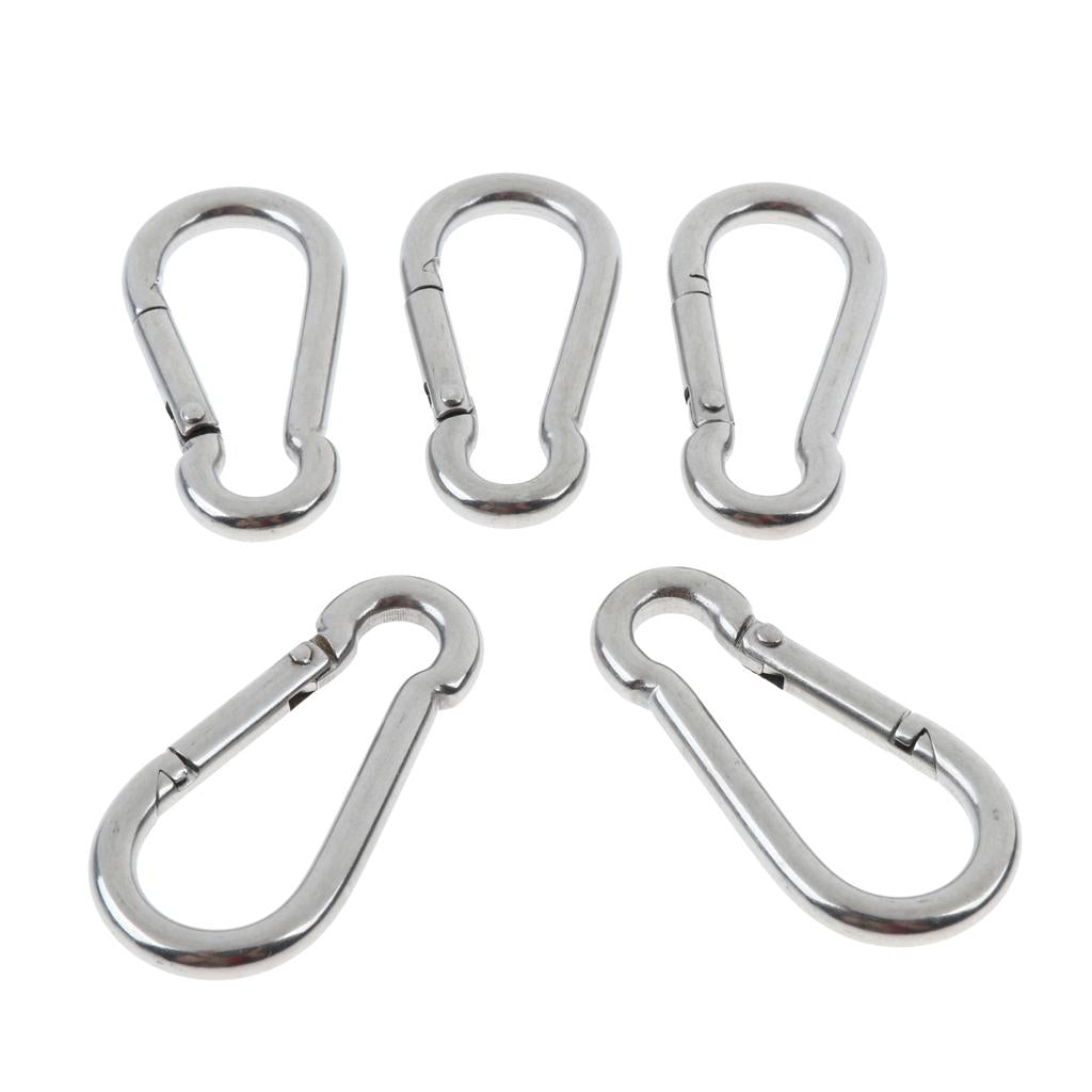 5 Pcs Stainless Steel 304 Pear-shaped HMS Carabiner Outdoor Fastener 304-5mm