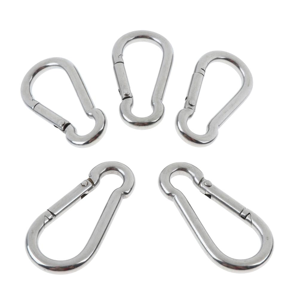 5 Pcs Stainless Steel 304 Pear-shaped HMS Carabiner Outdoor Fastener 304-5mm