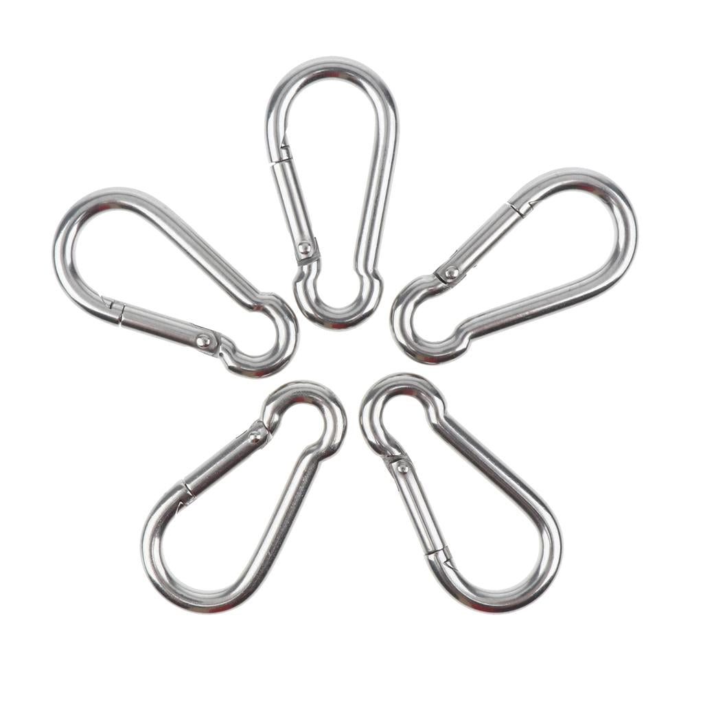 5 Pcs Stainless Steel 304 Pear-shaped HMS Carabiner Outdoor Fastener 304-6mm