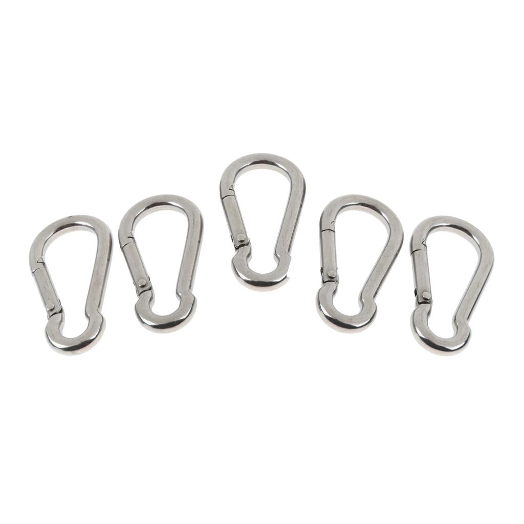 5 Pcs Stainless Steel 304 Pear-shaped HMS Carabiner Outdoor Fastener 304-6mm