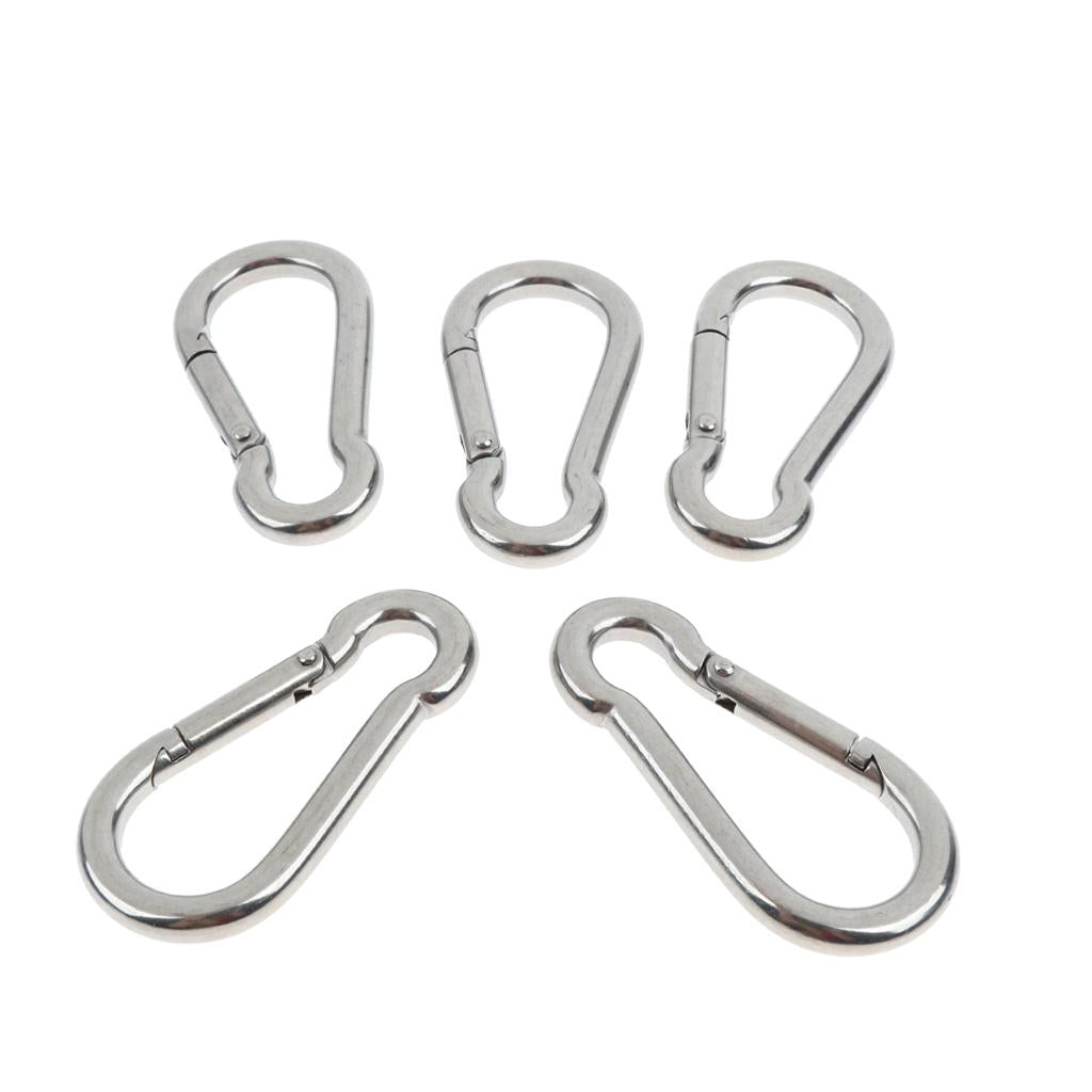 5 Pcs Stainless Steel 304 Pear-shaped HMS Carabiner Outdoor Fastener 304-7mm