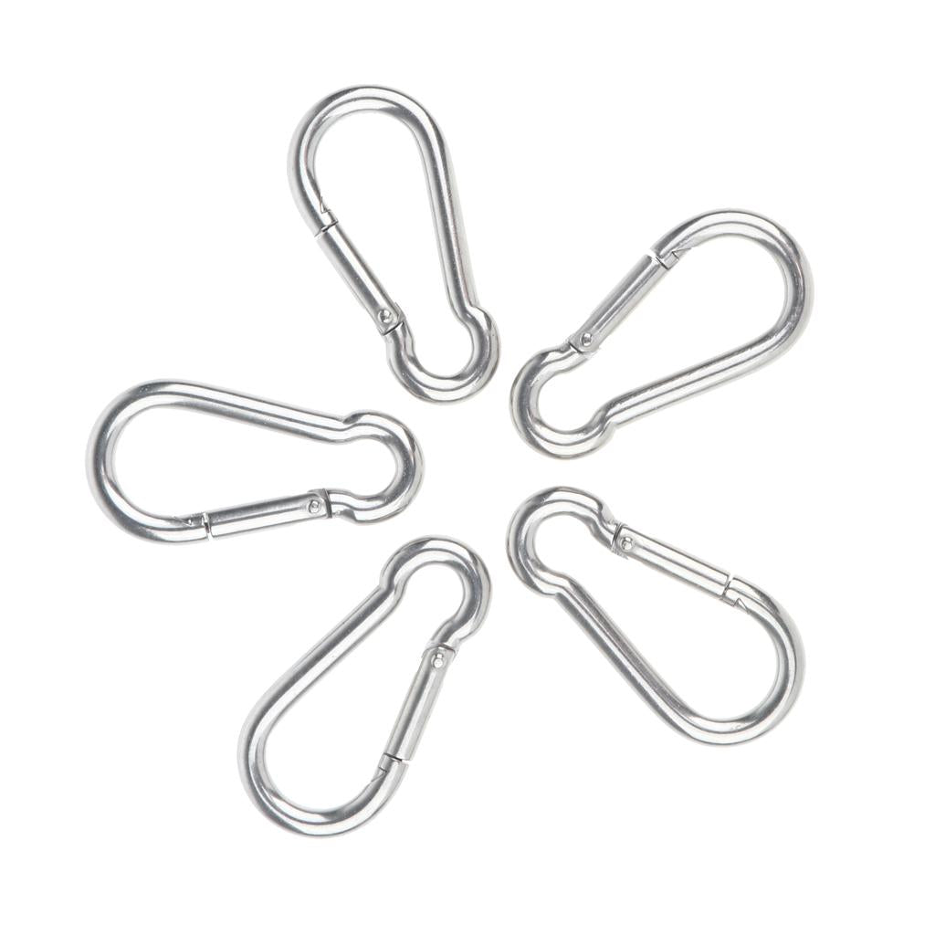 5 Pcs Stainless Steel 304 Pear-shaped HMS Carabiner Outdoor Fastener 304-7mm