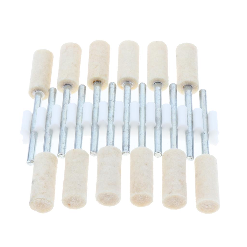 12 Pcs Wool Felt Polishing Point Cylinder Bob Grinding Head 6mm Cylinder