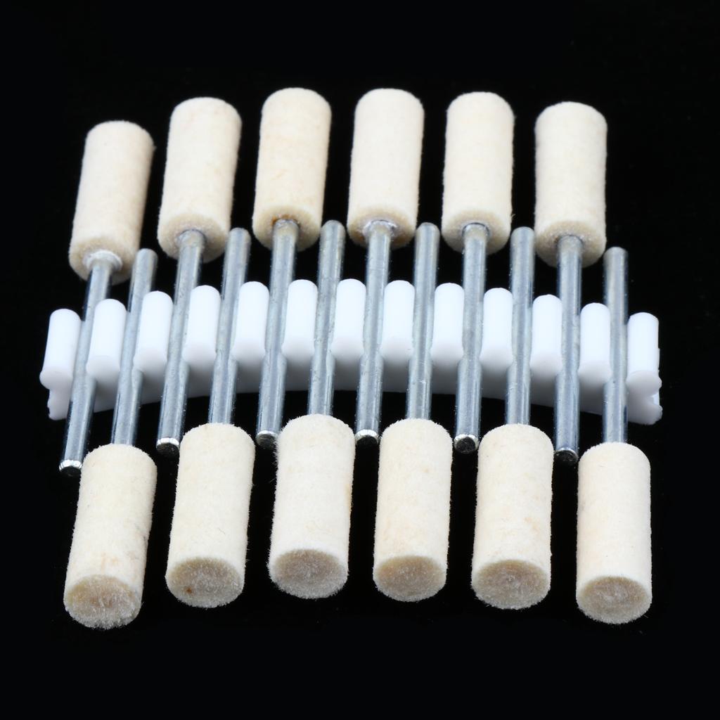 12 Pcs Wool Felt Polishing Point Cylinder Bob Grinding Head 6mm Cylinder