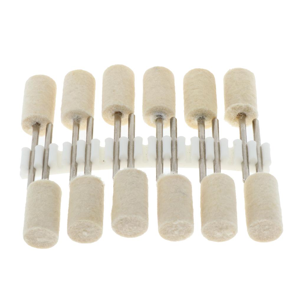 12 Pcs Wool Felt Polishing Point Cylinder Bob Grinding Head 10mm Cylinder