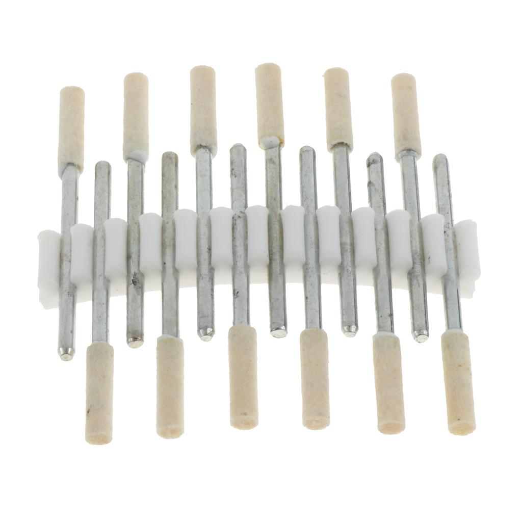 12 Pcs Wool Felt Polishing Point Cylinder Bob Grinding Head 3mm Cylinder