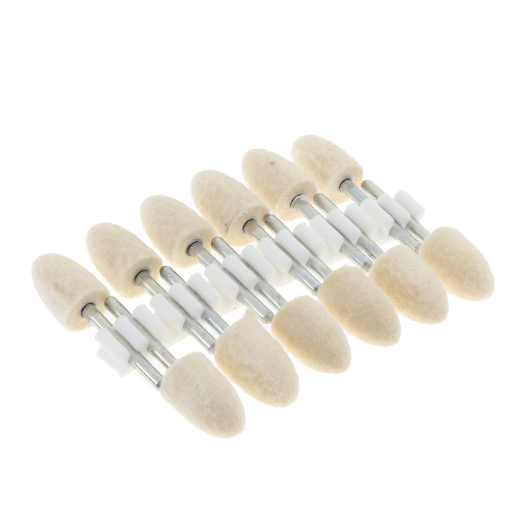 12 Pcs Wool Felt Polishing Point Cylinder Bob Grinding Head 10mm Point