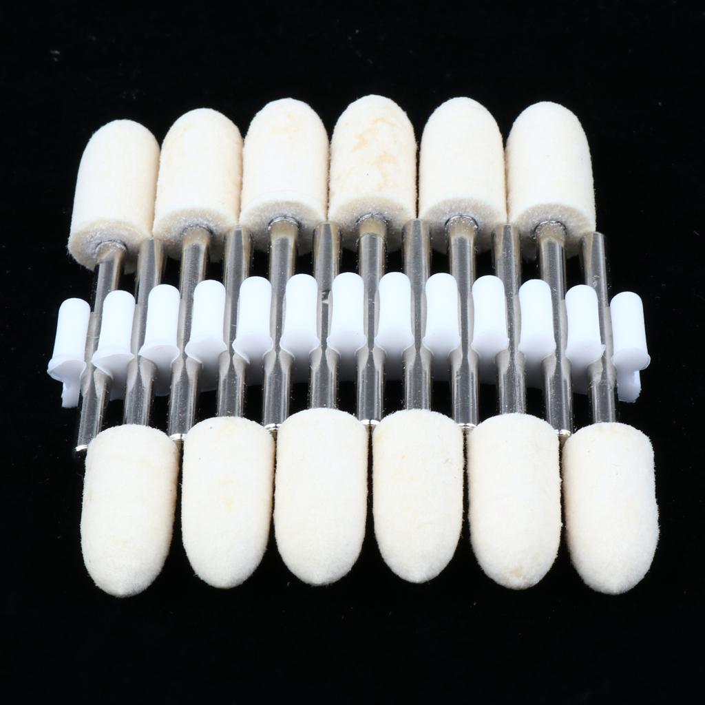 12 Pcs Wool Felt Polishing Point Cylinder Bob Grinding Head 8mm Point