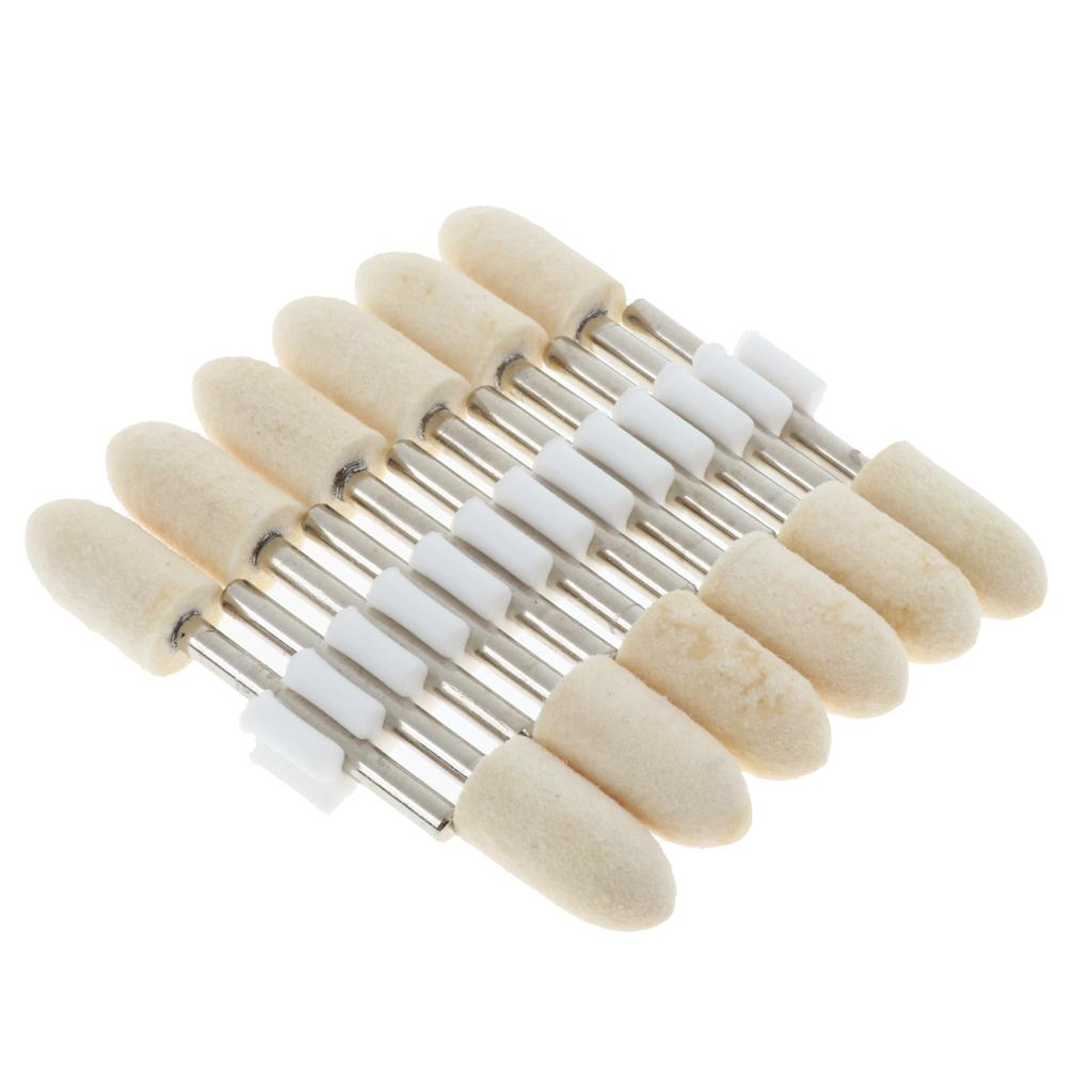 12 Pcs Wool Felt Polishing Point Cylinder Bob Grinding Head 8mm Point