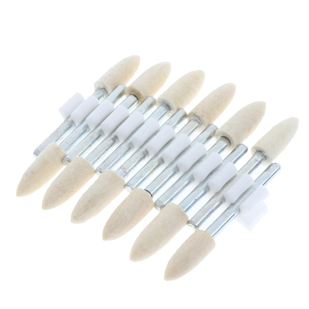 12 Pcs Wool Felt Polishing Point Cylinder Bob Grinding Head 6mm Point