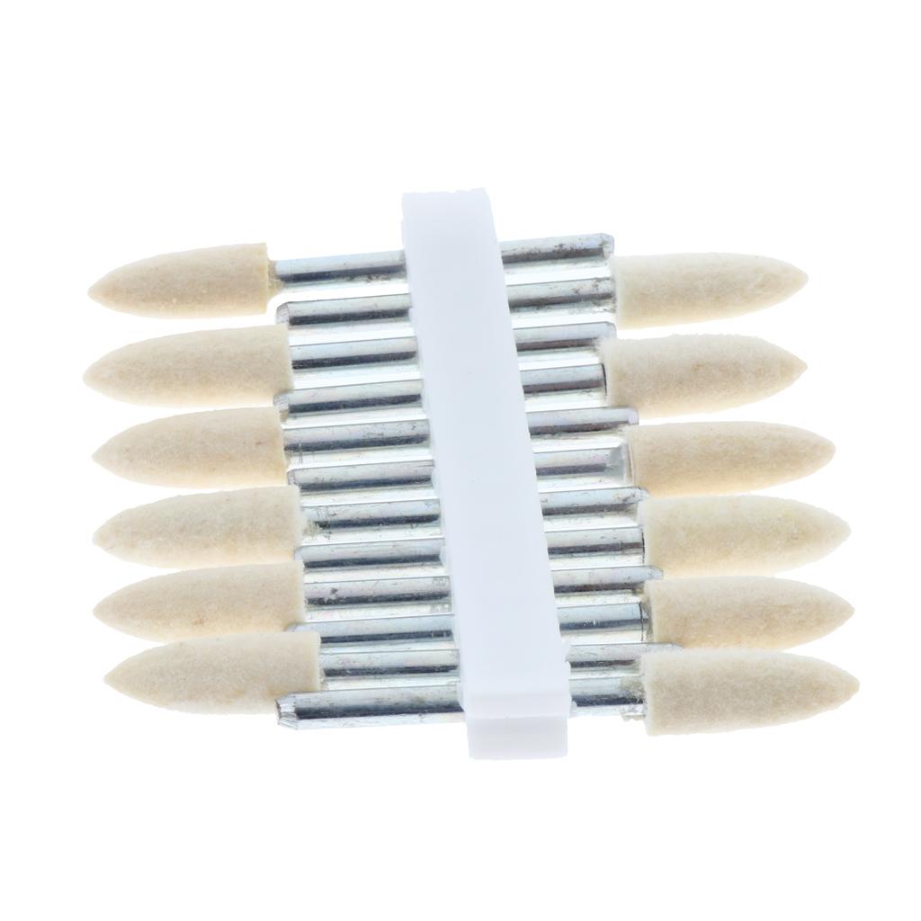 12 Pcs Wool Felt Polishing Point Cylinder Bob Grinding Head 6mm Point