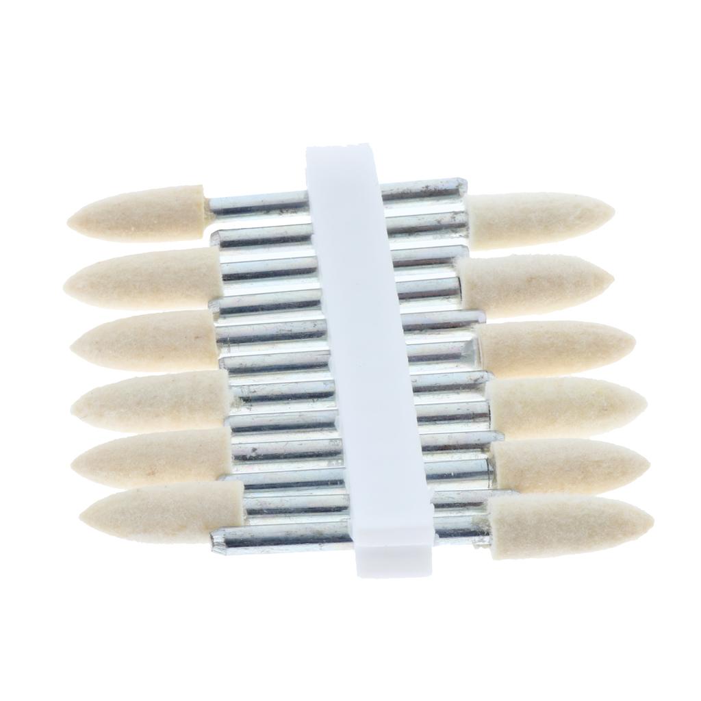 12 Pcs Wool Felt Polishing Point Cylinder Bob Grinding Head 6mm Point