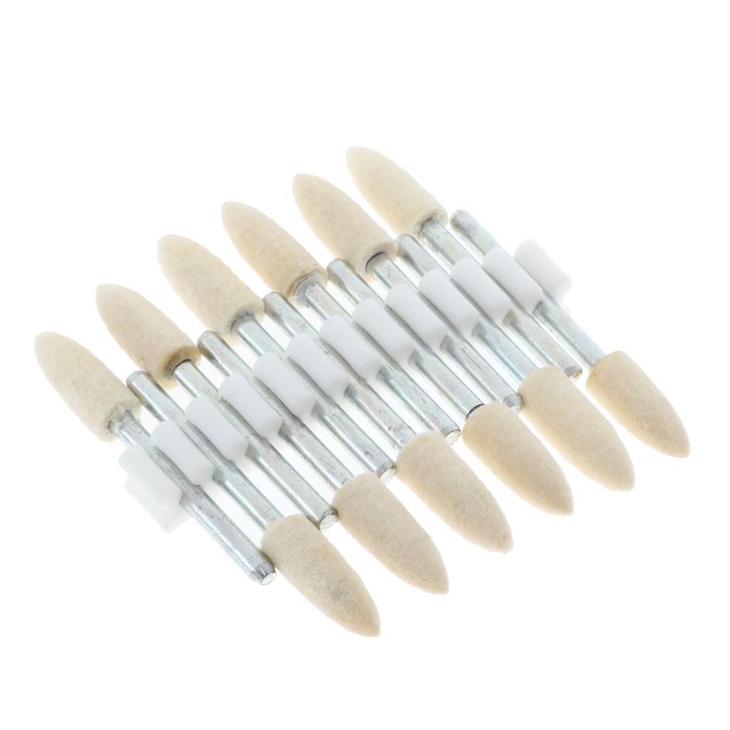 12 Pcs Wool Felt Polishing Point Cylinder Bob Grinding Head 6mm Point