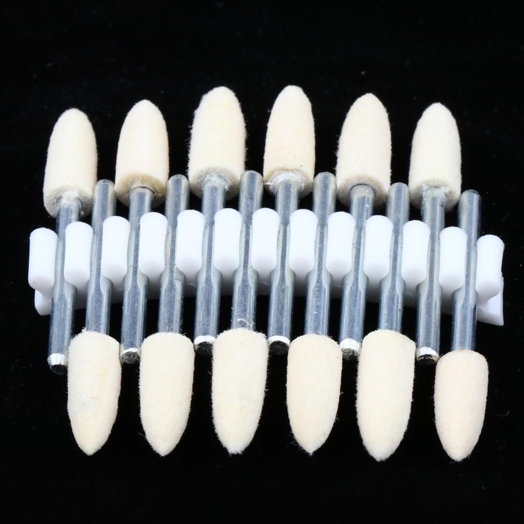 12 Pcs Wool Felt Polishing Point Cylinder Bob Grinding Head 6mm Point