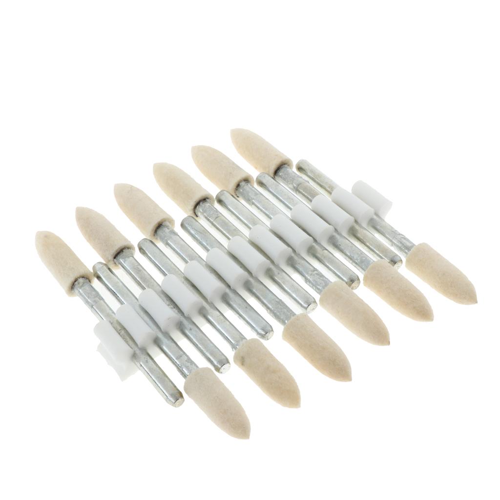 12 Pcs Wool Felt Polishing Point Cylinder Bob Grinding Head 5mm Point