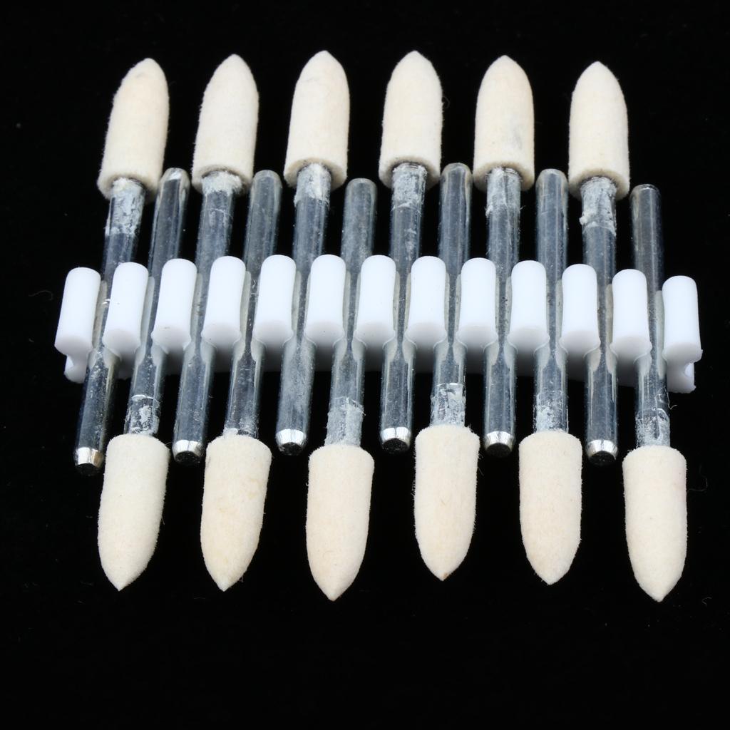 12 Pcs Wool Felt Polishing Point Cylinder Bob Grinding Head 5mm Point