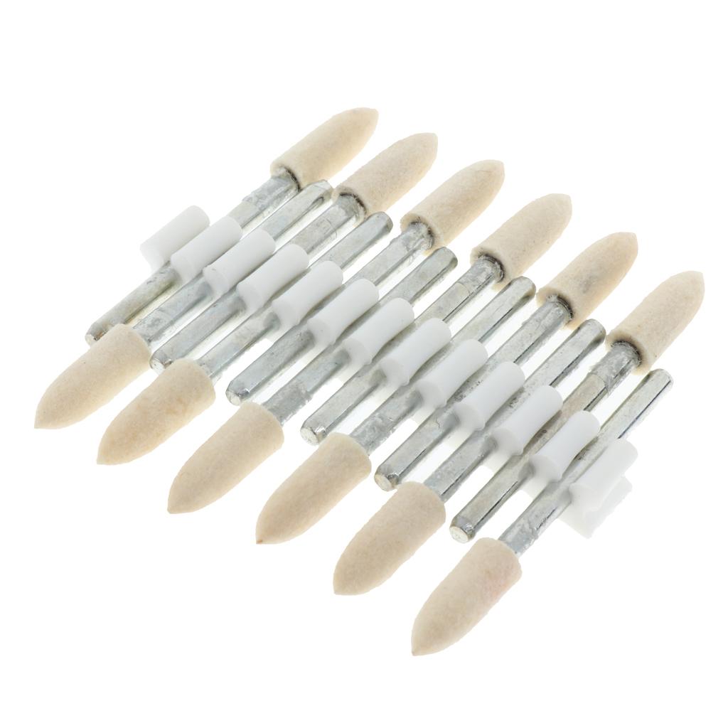 12 Pcs Wool Felt Polishing Point Cylinder Bob Grinding Head 5mm Point