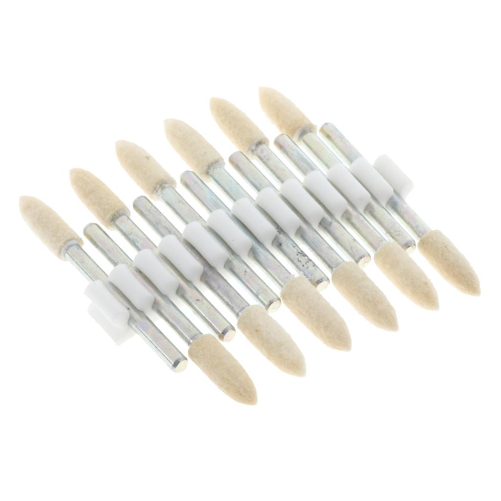 12 Pcs Wool Felt Polishing Point Cylinder Bob Grinding Head 4mm Point