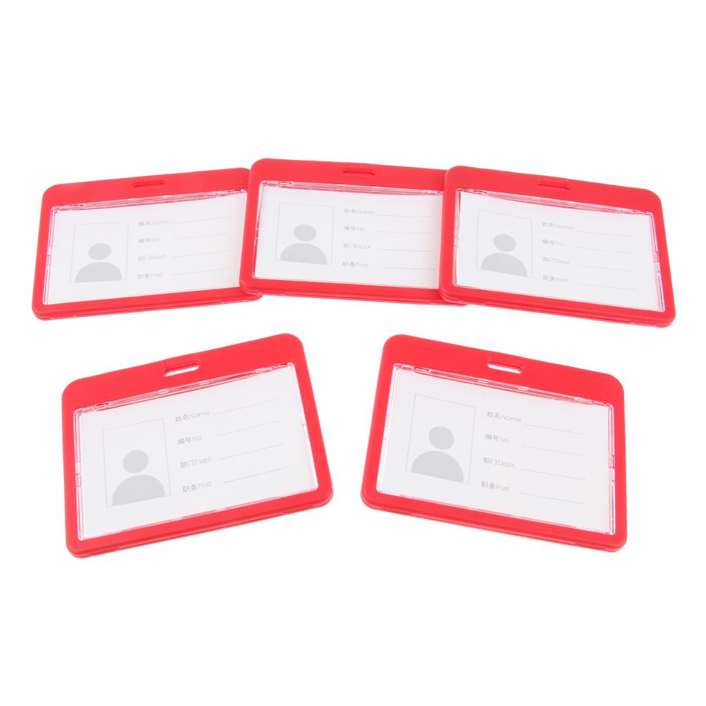 5 Pieces PVC Business Work Office Card Badges Holder ID Card Cases Red