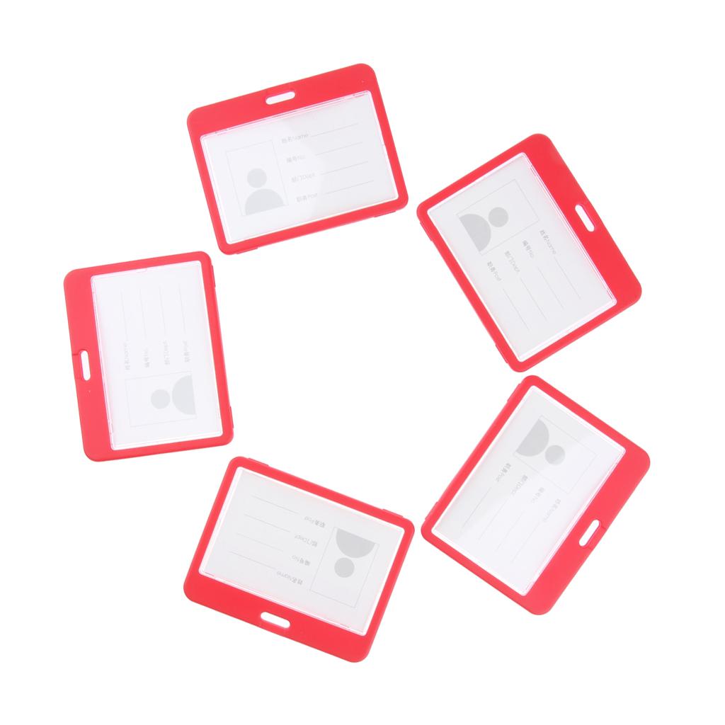 5 Pieces PVC Business Work Office Card Badges Holder ID Card Cases Red