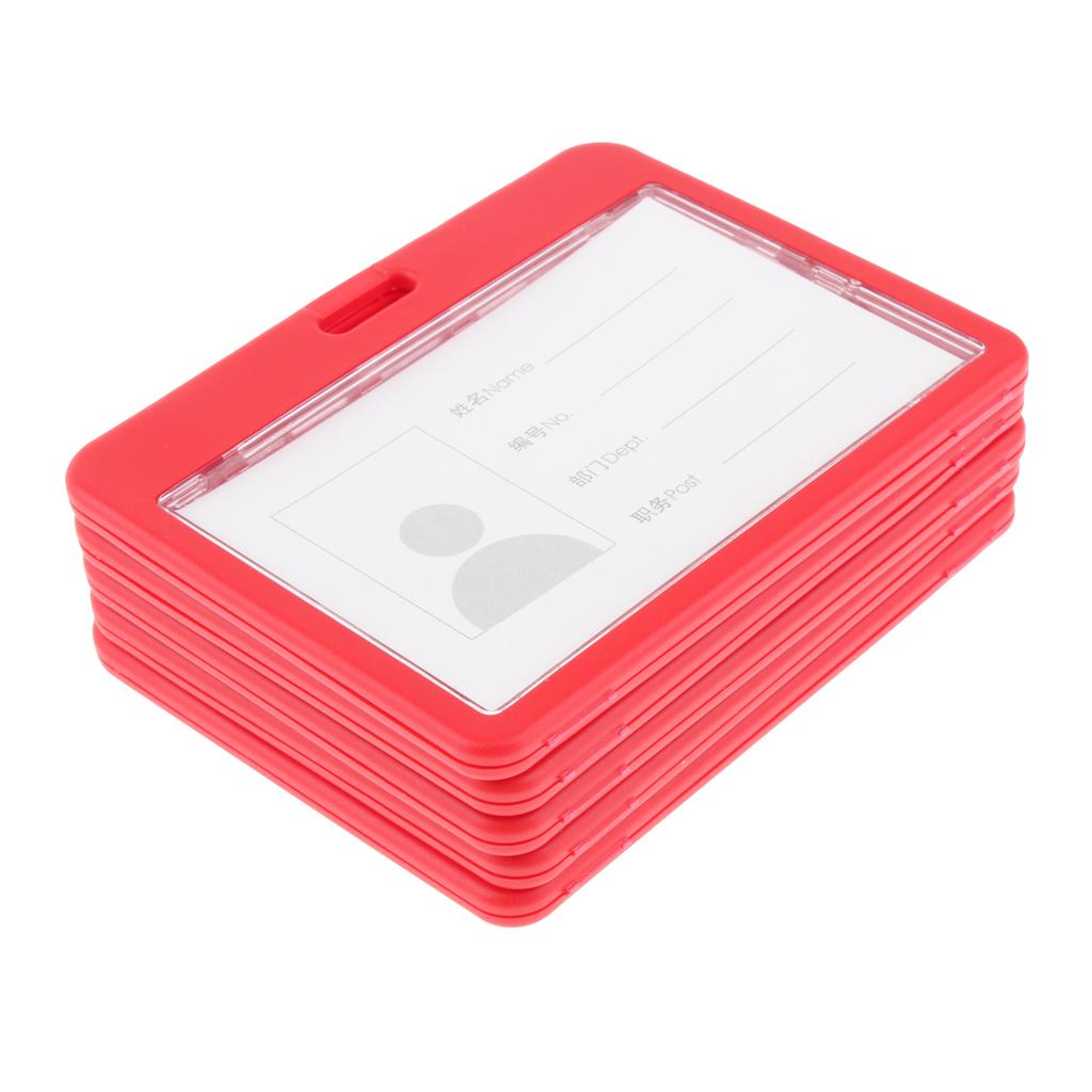 5 Pieces PVC Business Work Office Card Badges Holder ID Card Cases Red