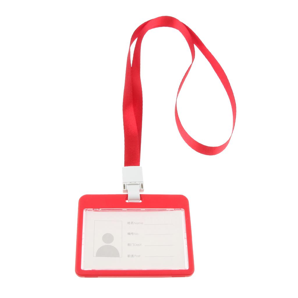 5 Pieces PVC Business Work Office Card Badges Holder ID Card Cases Red