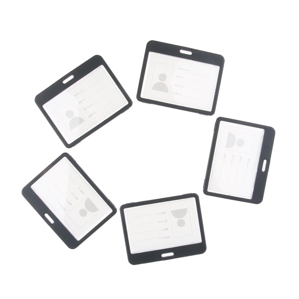 5 Pieces PVC Business Work Office Card Badges Holder ID Card Cases Black