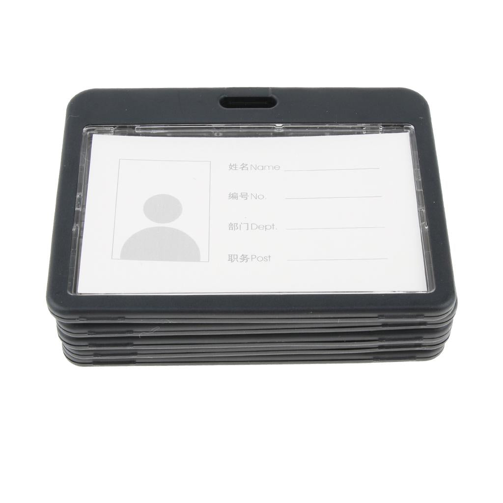 5 Pieces PVC Business Work Office Card Badges Holder ID Card Cases Black