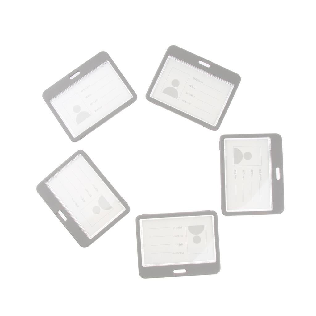 5 Pieces PVC Business Work Office Card Badges Holder ID Card Cases Gray